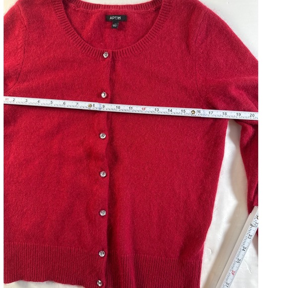 APT 9 Red Cardigan Sweater Women's Large Gem Buttons Angora Blend Cozy Casual - Picture 9 of 10